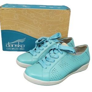 Dansko Womens Orli Nappa Perforated Sneakers - Leather Aqua Size 37M US 6.5/7